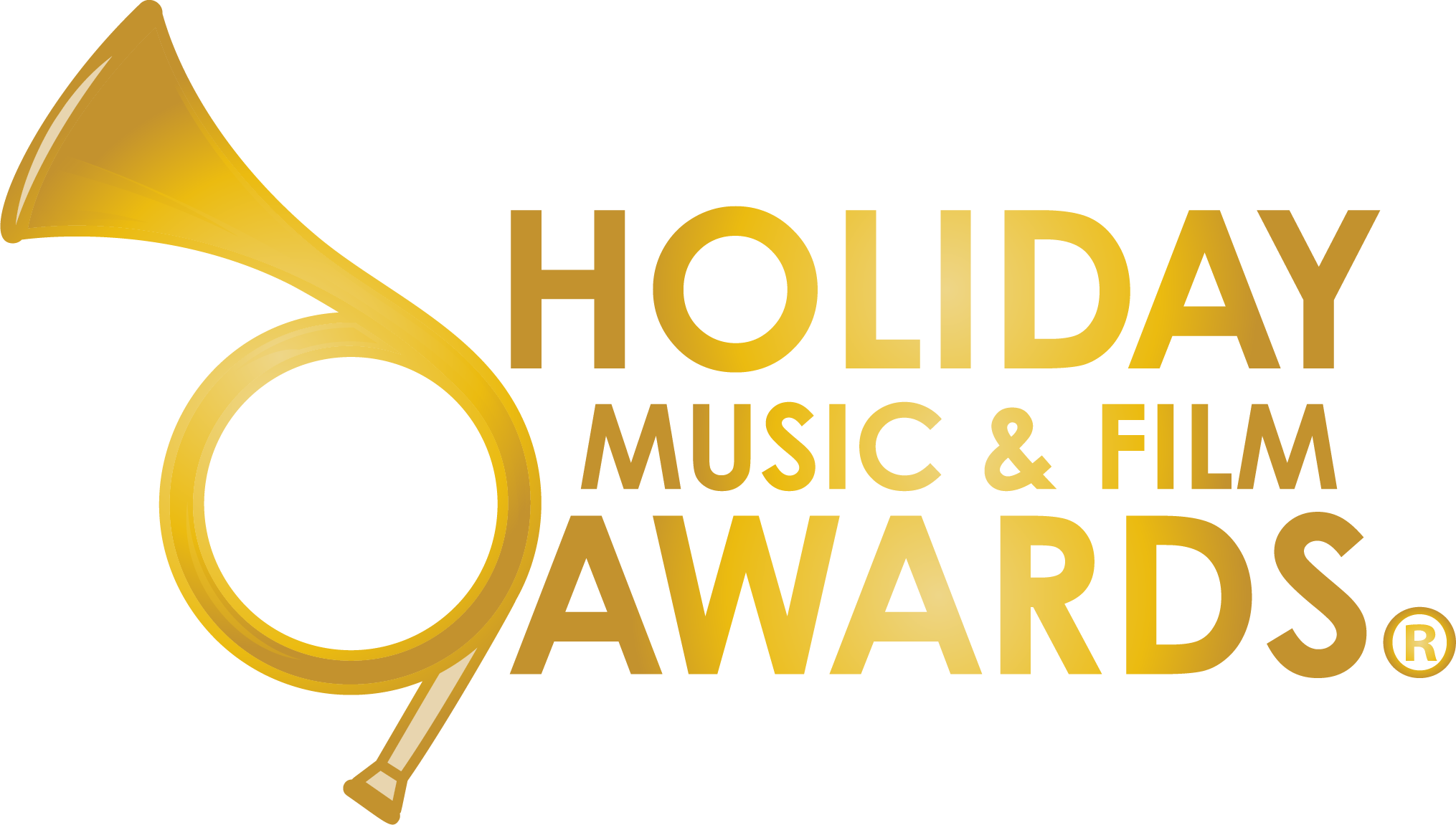 A gold logo that says holiday music and film awards.